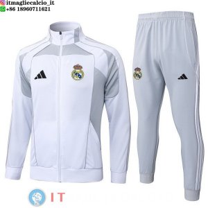 Giacca Lunga Zip Set Completo Real Madrid 25-26 Bianco I Grigio