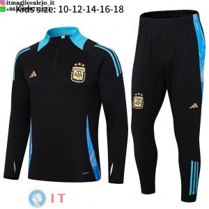 Felpa Da Allenamento Bambino Set Completo Argentina 2024 Nero Blu
