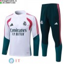 Tuta da Allenamento Bambino Real Madrid Mezza Cerniera 26-27 Bianco Rosa Verde
