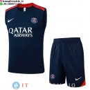 Senza Maniche Set Completo Maglia Paris Saint Germain 2025/2026 Blu Navy Rosso