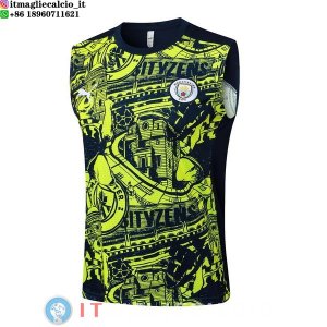 Senza Maniche Maglia Manchester city 2024/2025 Blu Navy Verde