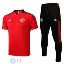 POLO Maglia Set Completo Manchester United 2022/2023 Rosso Nero