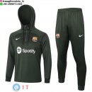 Giacca Felpa Cappuccio Set Completo Barcellona 23-24 Verde Navy