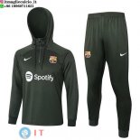 Giacca Felpa Cappuccio Set Completo Barcellona 23-24 Verde Navy