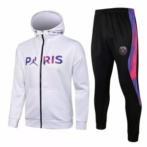 Giacca Felpa Cappuccio Set Completo Paris Saint Germain 21-22 Bianco Purpureo Nero