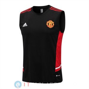 Senza Maniche Maglia Manchester United 2022/2023 Nero Rosso