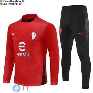 Felpa Da Allenamento Set Completo Bambino AC Milan 25-26 Rosso Nero