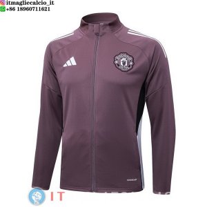 Giacca Lunga Zip Manchester United 25-26 Purpureo Bianco