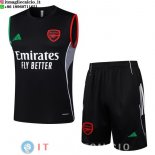 Senza Maniche Set Completo Maglia Arsenal 2025/2026 Nero Rosso Senza Maniche Set Completo Maglia Arsenal 2025/2026 Nero Rosso