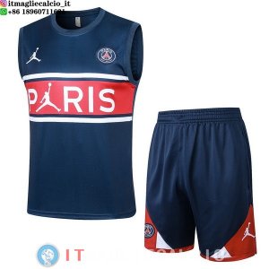 Senza Maniche Set Completo Maglia Paris Saint Germain 2023/2024 Blu Navy I Rosso