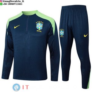 Felpa Da Allenamento Set Completo Brasile 2024 Blu Navy Verde