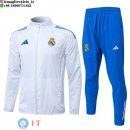 Giacca Full Zip e Pantaloni Allenamento Real Madrid 25-26 Bianco Blu