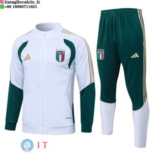Giacca Set Completo Lunga Zip Italia 2026 Bianco Verde