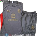 Senza Maniche Set Completo Maglia AC Milan 2025/2026 Grigio Rosso Senza Maniche Set Completo Maglia AC Milan 2025/2026 Grigio Rosso