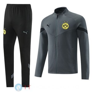 Giacca Set Completo Lunga Zip Borussia Dortmund 22-23 Grigio Nero