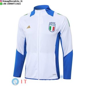 Giacca Lunga Zip Italia 2024 Bianco Blu