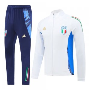 Giacca Set Completo Lunga Zip Italia 2024 Bianco I Blu