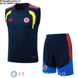 Senza Maniche Set Completo Maglia Colombia 2026 Blu Giallo