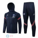 Giacca Felpa Cappuccio Set Completo Paris Saint Germain 21-22 Blu I Rosso