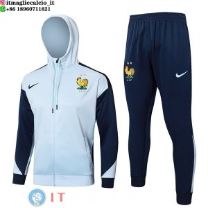Giacca con Cappuccio e Zip Completa e Pantaloni Francia 2025 Blu
