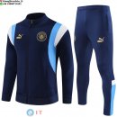 Giacca Set Completo Lunga Zip Bambino Manchester City 23-24 Blu I Bianco