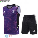 Senza Maniche Set Completo Maglia Juventus 2023/2024 Purpureo Nero