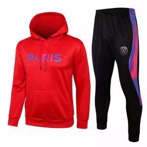 Giacca Felpa Cappuccio Set Completo Paris Saint Germain 21-22 Rosso Nero Purpureo