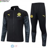 Giacca Set Completo Lunga Zip Borussia Dortmund 23-24 Nero Grigio