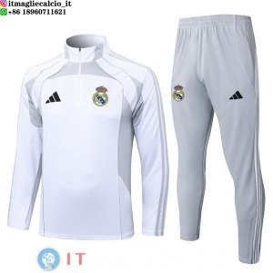 Felpa Da Allenamento Set Completo Real Madrid 25-26 Bianco Grigio