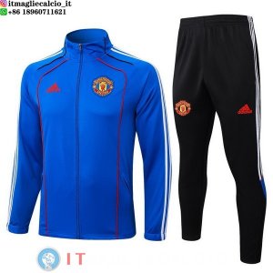 Giacca Lunga Zip Set Completo Manchester United 25-26 Nero I Blu