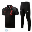 POLO Maglia Set Completo Liverpool 2022/2023 Nero Rosso