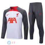 Felpa Da Allenamento Set Completo Liverpool 22-23 Bianco Grigio