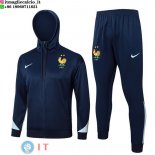 Giacca con Cappuccio e Zip Completa e Pantaloni Francia 2025 Blu Navy