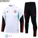 Felpa Da Allenamento Set Completo Manchester United 23-24 Bianco Nero Verde