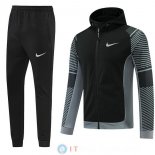 Giacca Felpa Cappuccio Set Completo Nike 22-23 Nero I Grigio