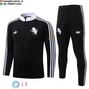Tuta da Allenamento Bambino Juventus Mezza Cerniera 26-27 Nero Bianco