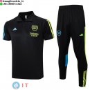 POLO Maglia Set Completo Arsenal 2023/2024 Nero Blu Giallo