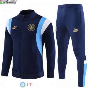 Giacca Set Completo Lunga Zip Manchester city 23-24 Blu I Bianco