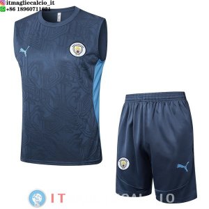 Senza Maniche Set Completo Maglia Manchester city 2024/2025 Grigio Blu