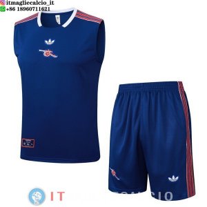 Senza Maniche Set Completo Maglia Arsenal 2025/2026 Blu Navy Rosso