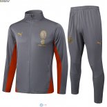 Giacca Lunga Zip Set Completo AC Milan 24-25 Grigio Rosso