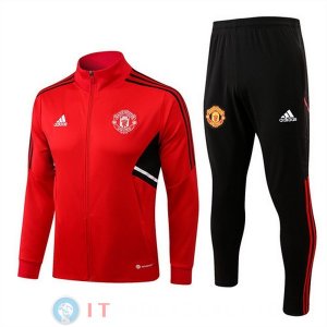 Giacca Set Completo Manchester United 22-23 Rosso Nero