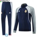 Giacca Lunga Zip Set Completo Real Madrid 25-26 Blu Navy Grigio