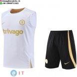 Senza Maniche Set Completo Maglia Chelsea 2023/2024 Bianco Nero