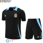 Senza Maniche Set Completo Maglia Argentina 2024 Nero III Blu