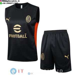 Senza Maniche Set Completo Maglia AC Milan 2025/2026 Nero Rosso