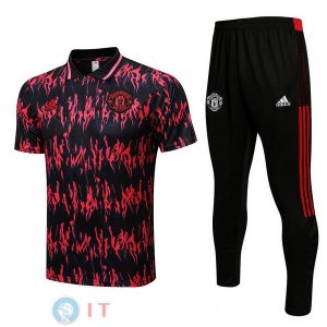 POLO Maglia Set Completo Manchester United 2022/2023 Rosso I Nero