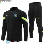 Giacca Set Completo Lunga Zip Manchester city 22-23 Nero Verde