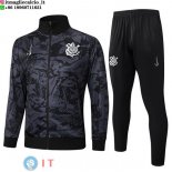 Giacca Lunga Zip Set Completo Corinthians Paulista 25-26 Grigio Nero Giacca Lunga Zip Set Completo Corinthians Paulista 25-26 Grigio Nero