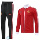 Giacca Set Completo Lunga Zip Manchester United 22-23 Rosso Nero Bianco